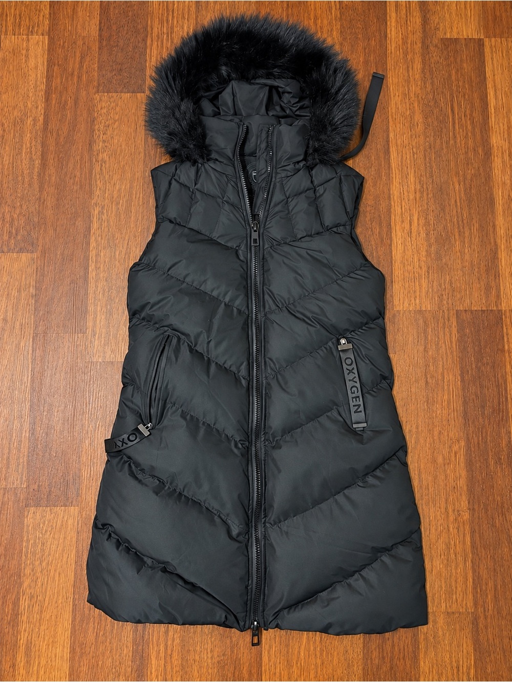 Desigual Black sleeveless Hooded Puffer Vest with Faux-Fur Trim, for fall New
